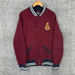 Polo Ralph Lauren Jacket Mens Large Red Varsity Bomber Crest Snap Front L